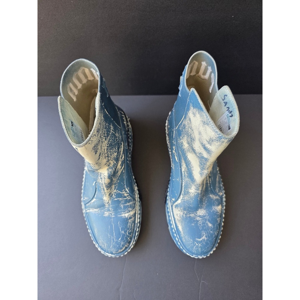 Fenty x Puma Rihanna Chelsea Leather Boots Chunky Customized Distressed Blue 9.5 - Picture 3 of 8